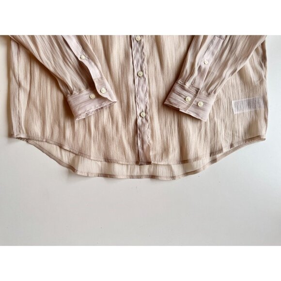 NWOT GAP Bedrock Beige Sheer Organza Oversized Button Up Big Shirt, Size S - Picture 7 of 13